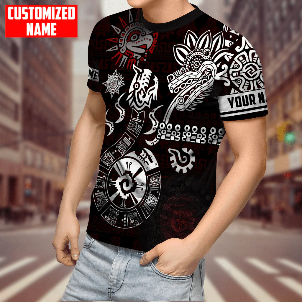 Personalized Aztec Mayan T Shirt Men Women Aztec Mexican Quetzalcoatl Tattoo Shirts TO1573