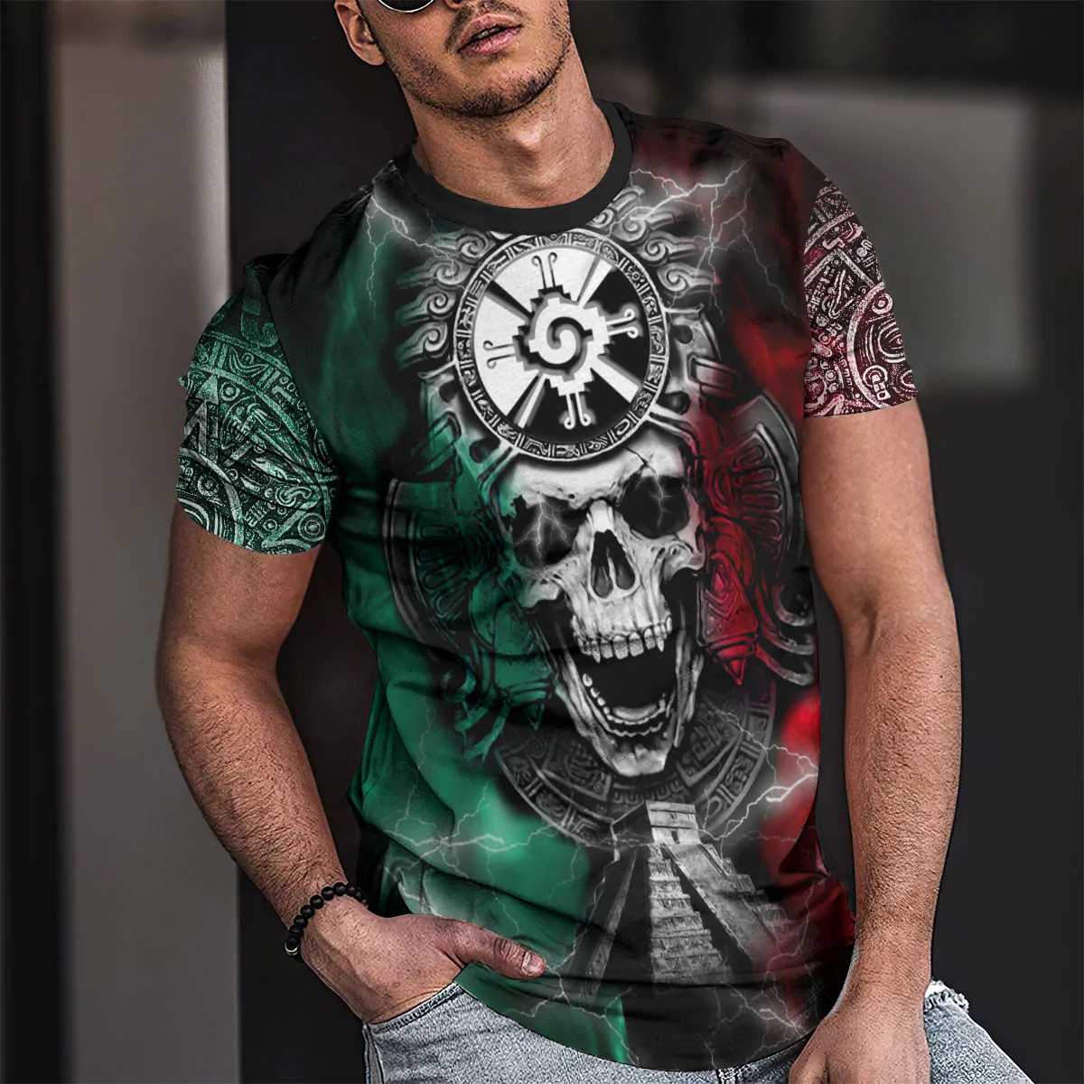 Mexico Aztec Shirt Mexican Maya Hunab Ku Skull 3D Full Printed Unisex Shirts TO1572