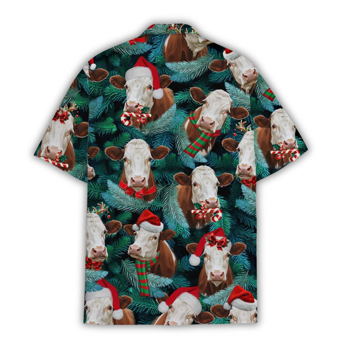 Herford Cow Christmas Tropical Hawaiian Shirt, Cow Lover Hawaiian Shirt Christmas HE0886