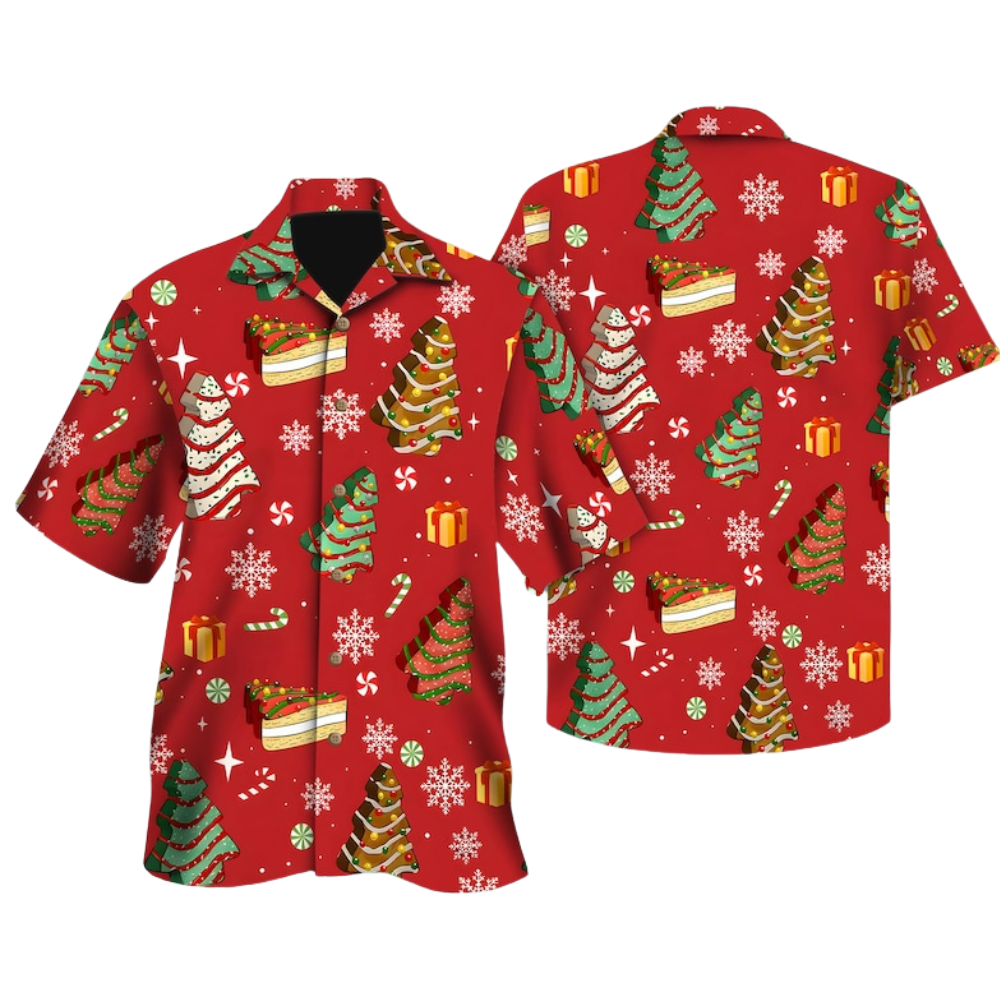 Christmas Tree Cake Hawaiian Shirt, Red Christmas Hawaiian Shirt HE0876