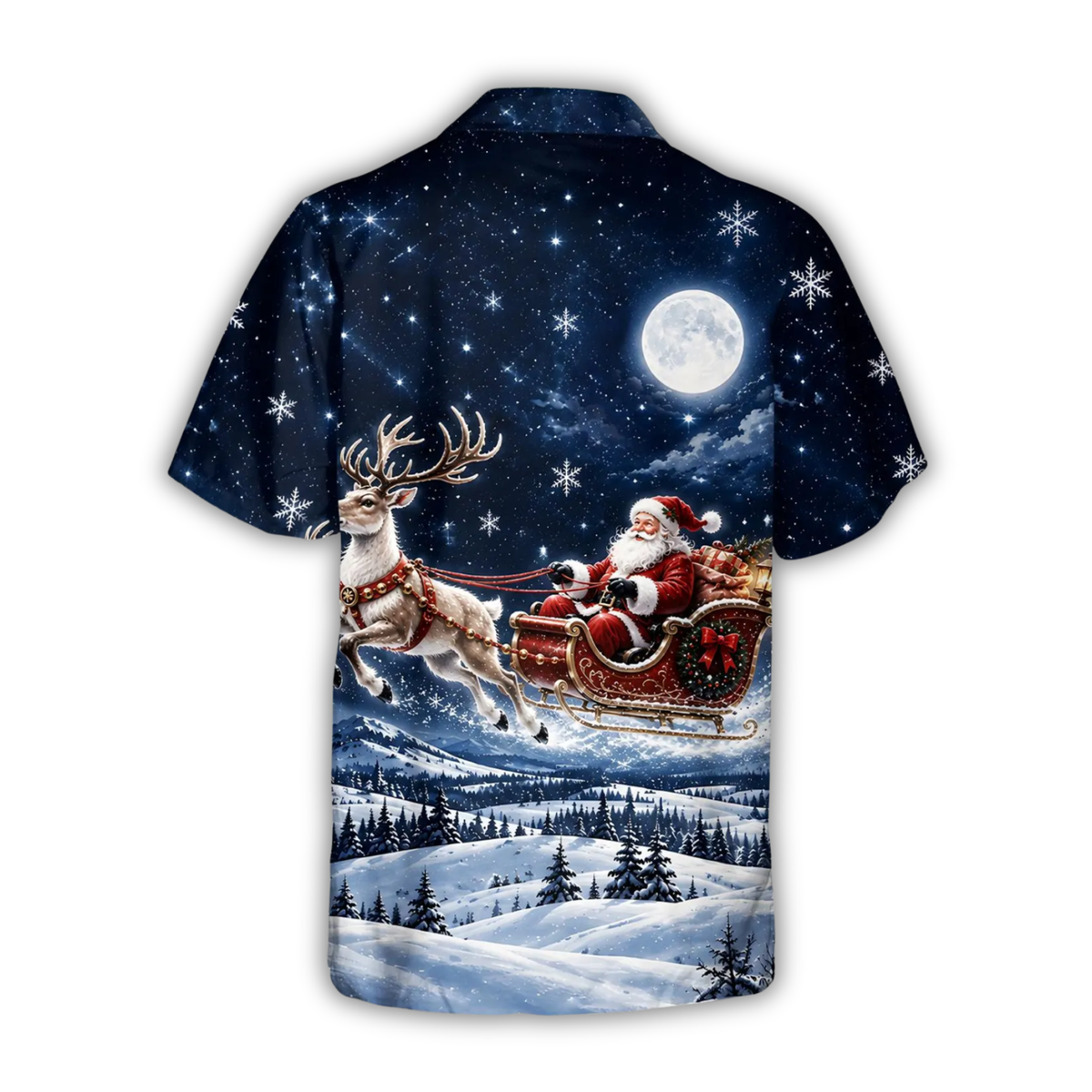 Santa Sleigh Reindeer Hawaiian Shirt For Men, Christmas Hawaiian Shirt With Pocket HE0882