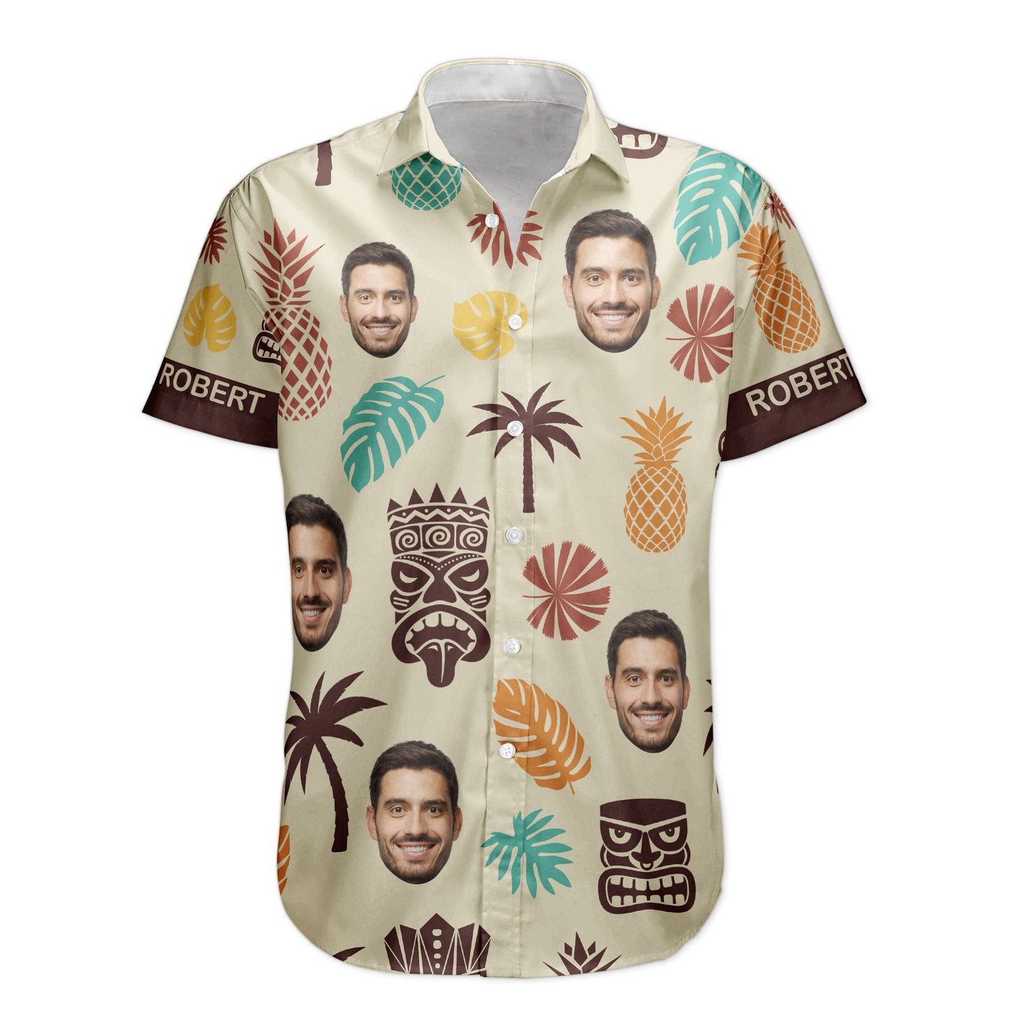 Tiki Pineapple Vintage Summer Aloha Shirts Custom Face - Custom Photo Hawaiian Shirts HA0046