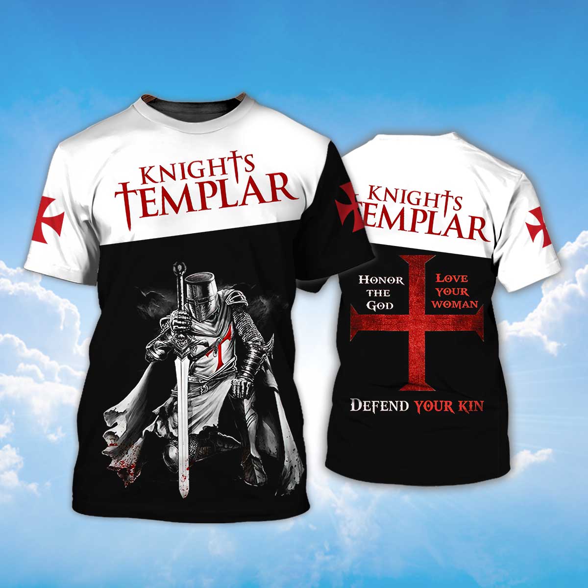 Cool Knight Templar Honor Shirt The God 3D Full Printed Premium T Shirt TO1486