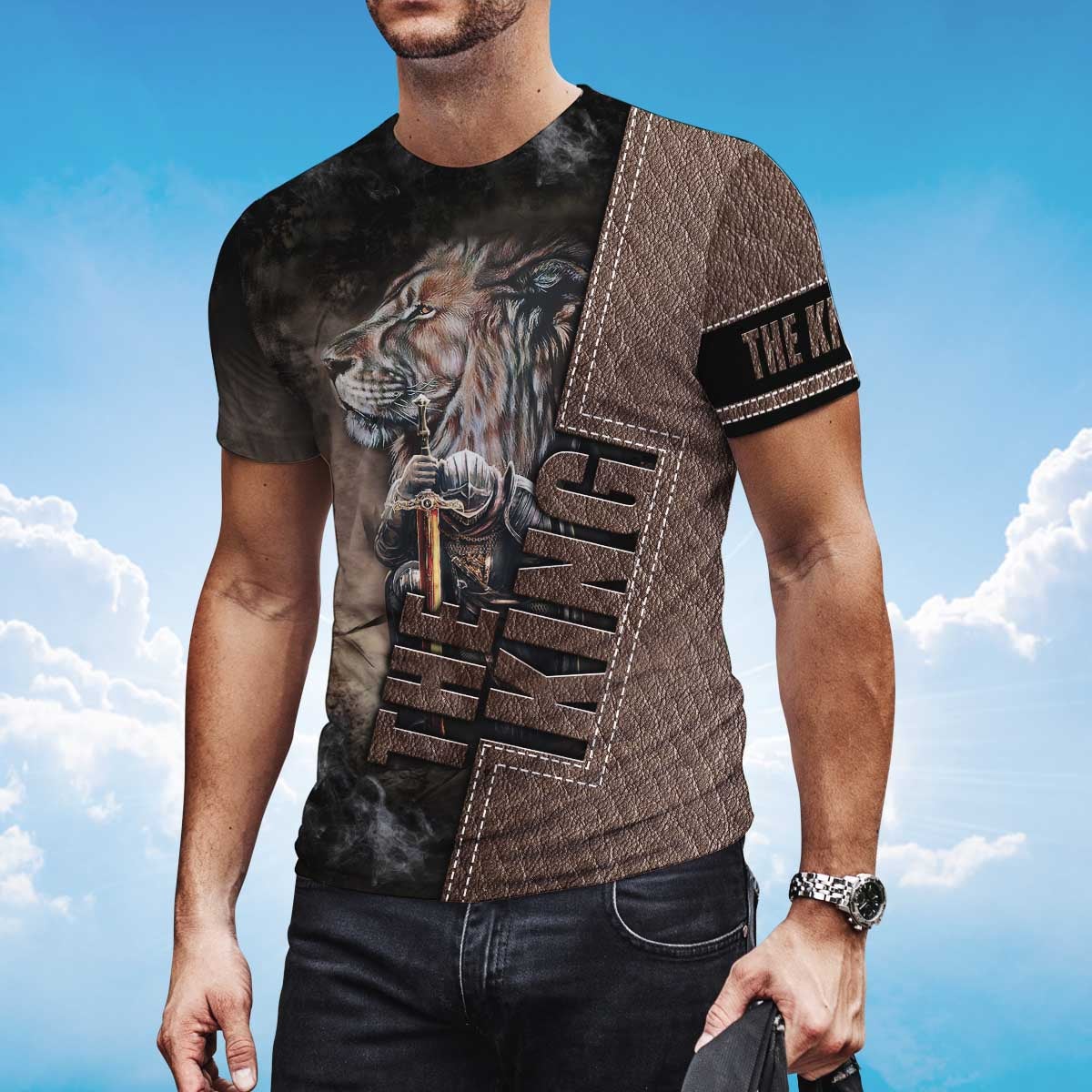 Lion And Knight Templar Warrior T Shirt The King Shirt Men Women TO1480