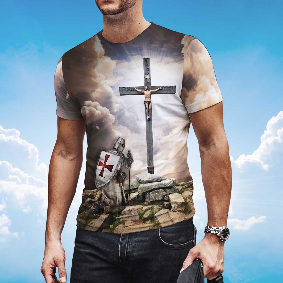 Knight Templar Kneel Before Jesus T Shirt Templar Lover Shirts Men Women TO1393