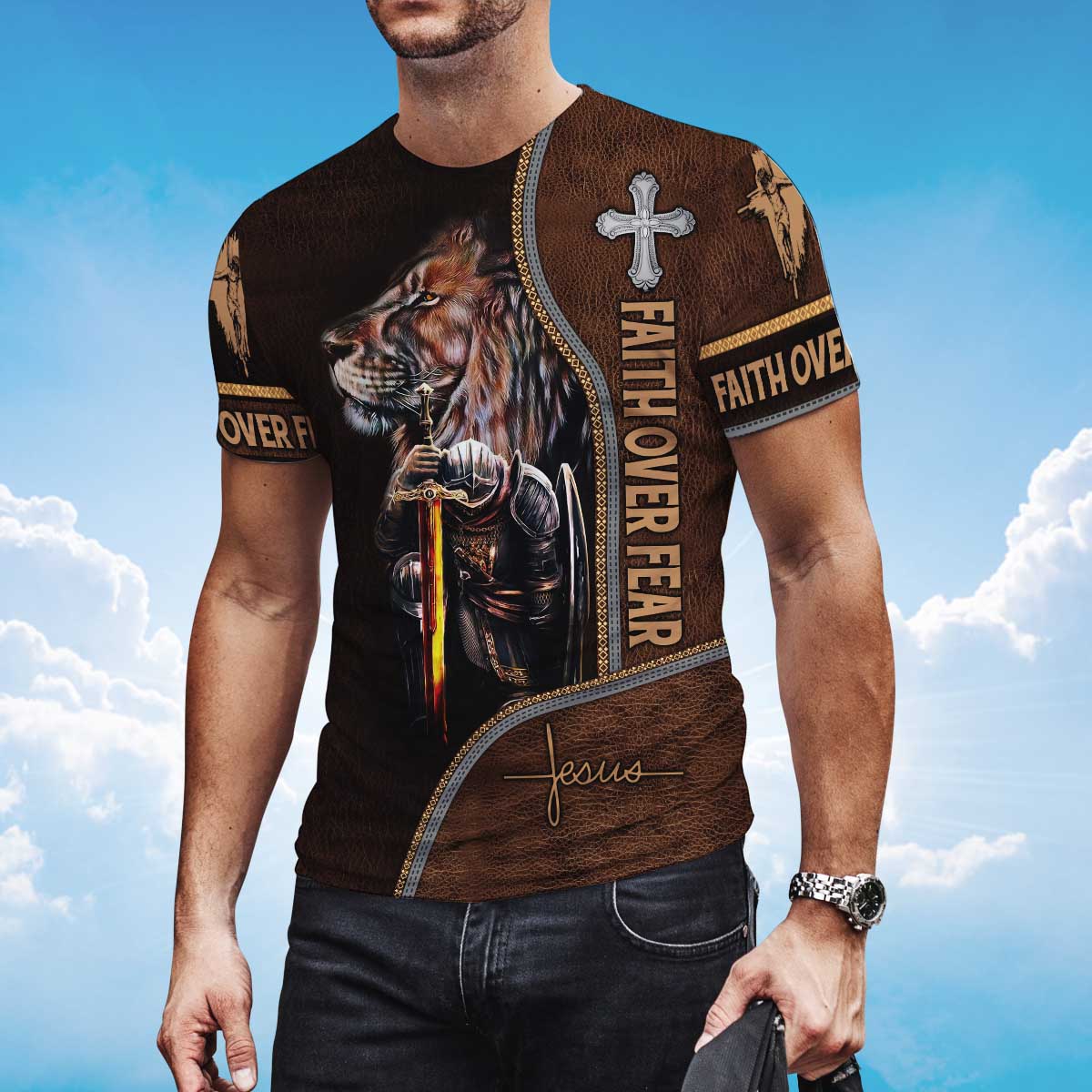 3D All Over Print Faith Over Fear Shirt Knight Templar T Shirt Lasfour TO1484