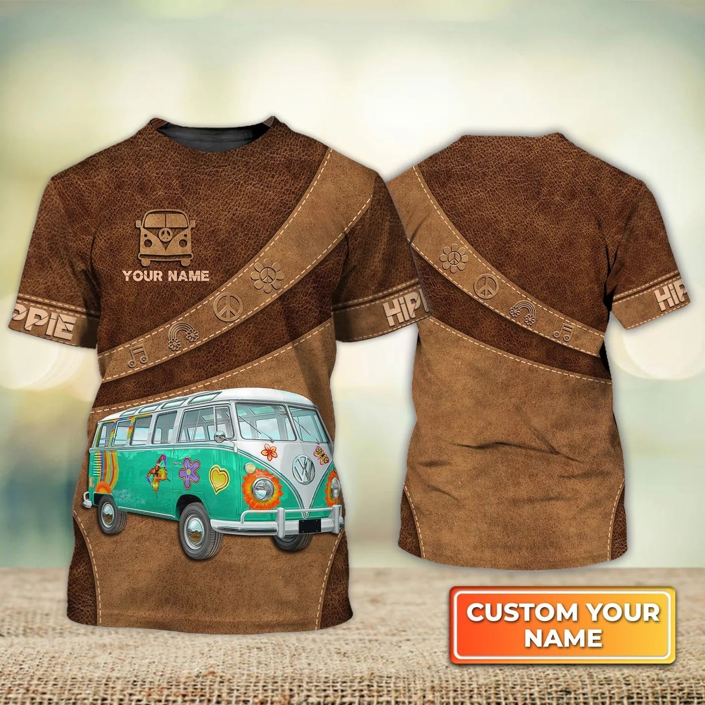 Blue Hippie Car Personalized Name 3D Tshirt, Hippie Shirt Men Women TO2655