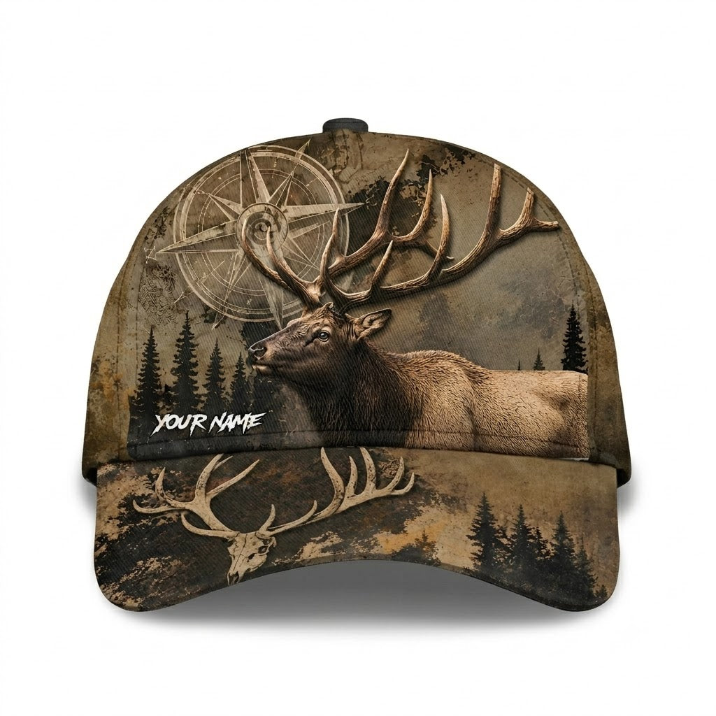 Custom Elk Hunting Forest Baseball Cap 3D Printed, Custom Hunting Hat For Hunter CP0732