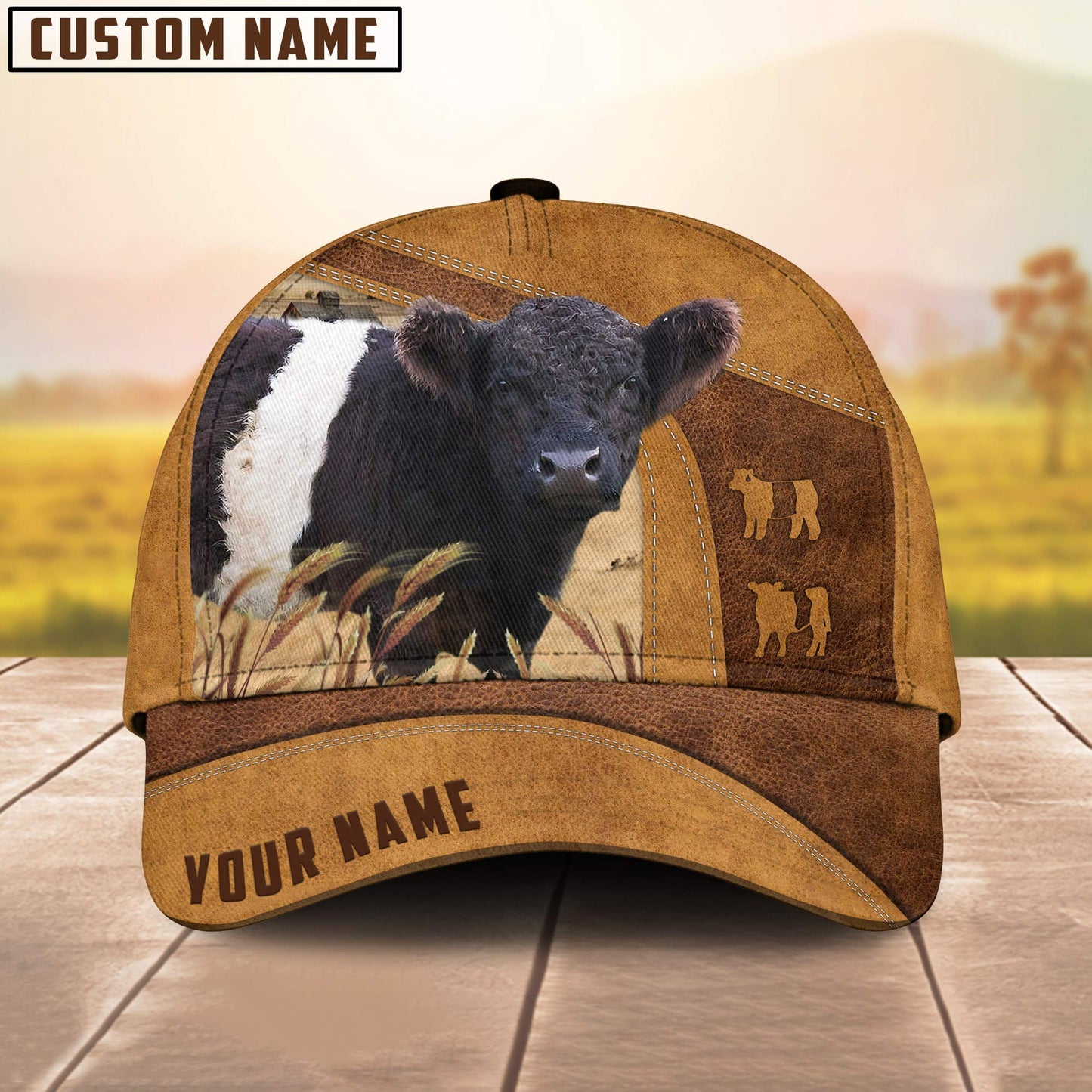 Personalized Name Belted Galloway 3D Cap 3D All Over Print Baseball Cap, Cap For Farm Lovers, Animal Cap, Leather Pattern Cap CA2988