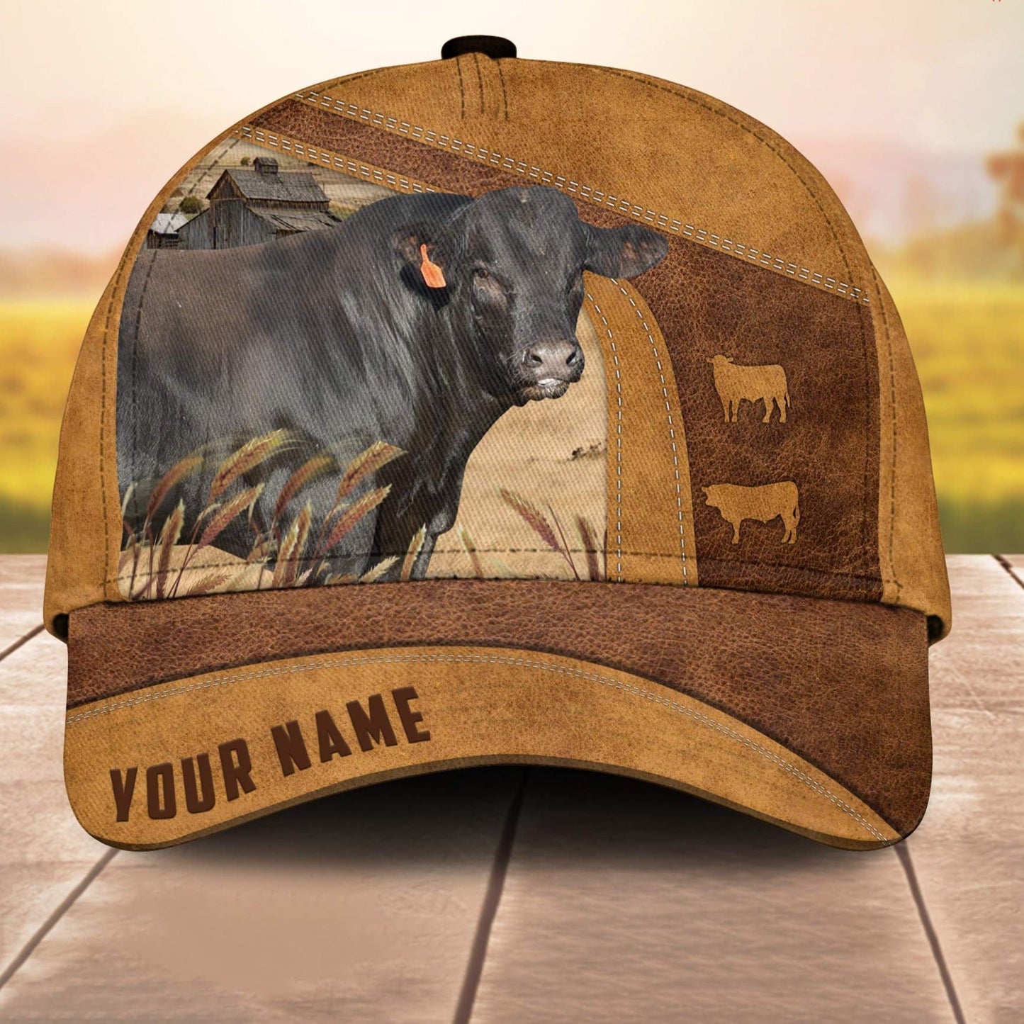 Custom Name Black Limousin Cale 3D Cap 3D All Over Print Baseball Cap, Cap For Farm Lovers, Animal Cap, Leather Pattern Cap CA3040