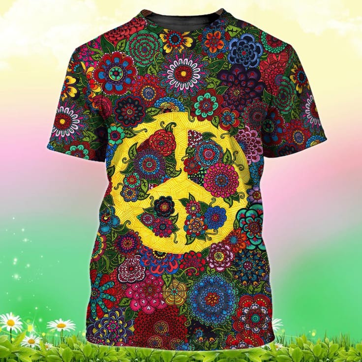 3D All Over Print Old Man Hippie Shirts, Hippie Man Shirt, Hippie Woman Shirts, Colorful Hippie Tshirt TO0695