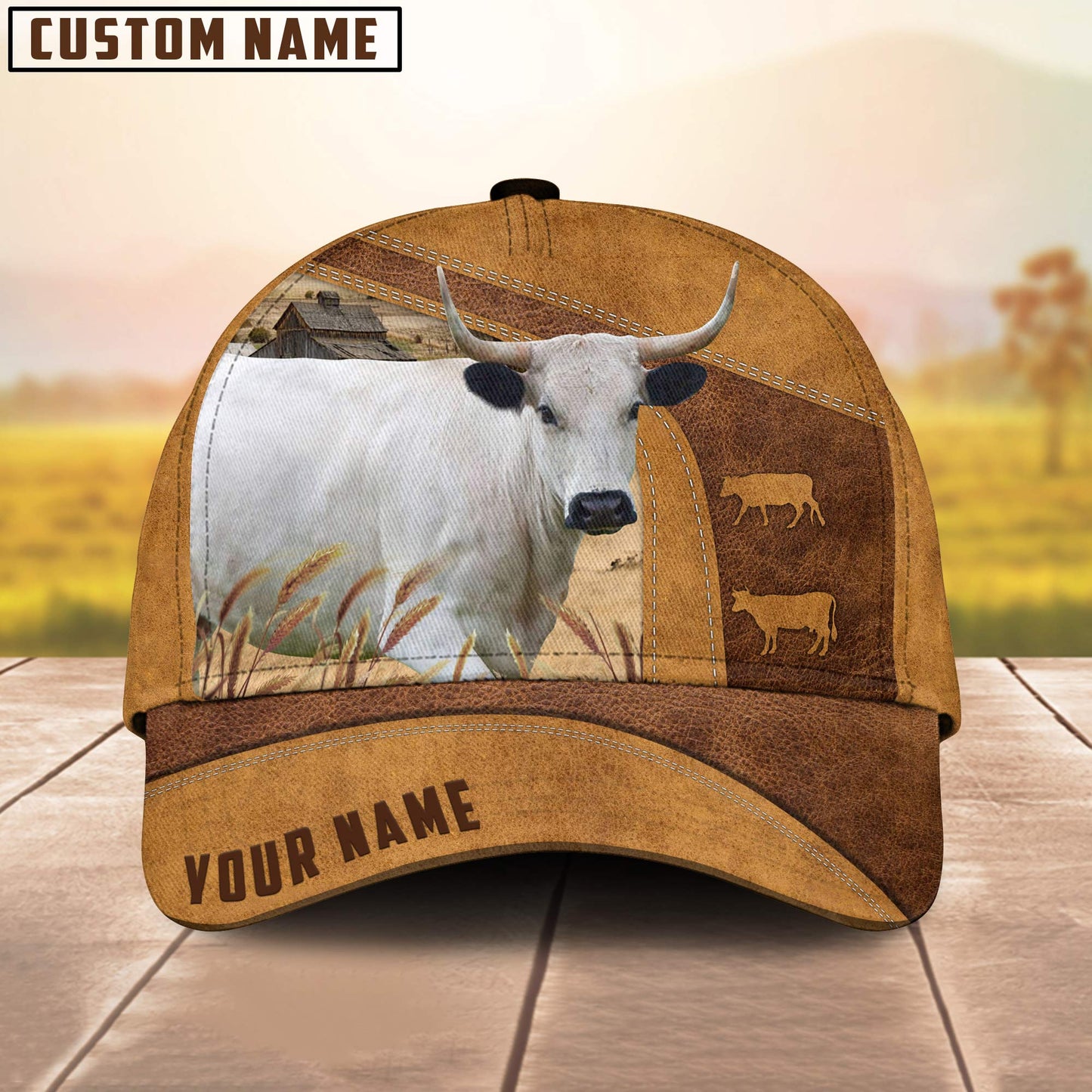 Personalized Name British White Park Cale 3D Cap 3D All Over Print Baseball Cap, Cap For Farm Lovers, Animal Cap, Leather Pattern Cap CA3030