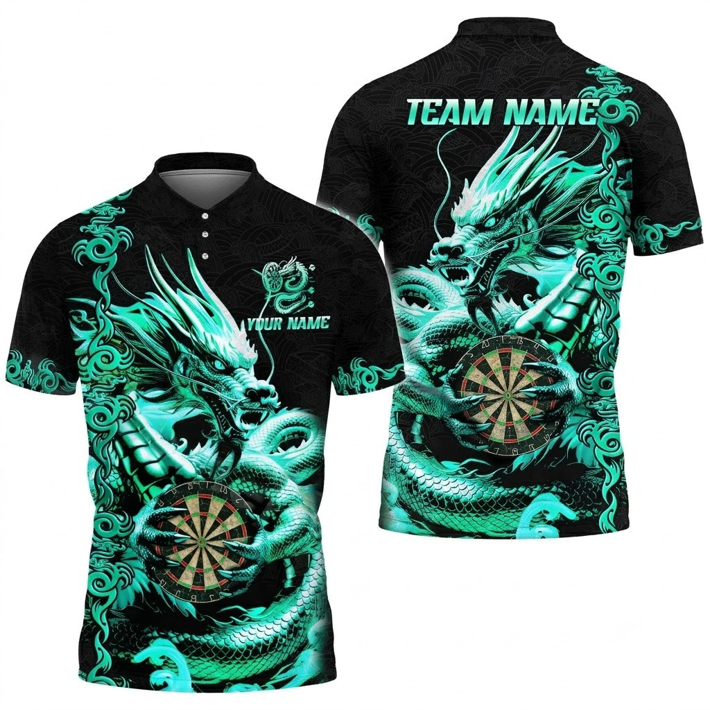 Golden Dragon Custom Darts Polo Shirt For Men, Custom Dragon Darts Team Shirt DZ0183