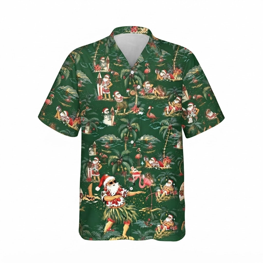 Funny Santa Surfing Tropical Hawaiian Shirt, Christmas Hawaiian Shirt HE0839