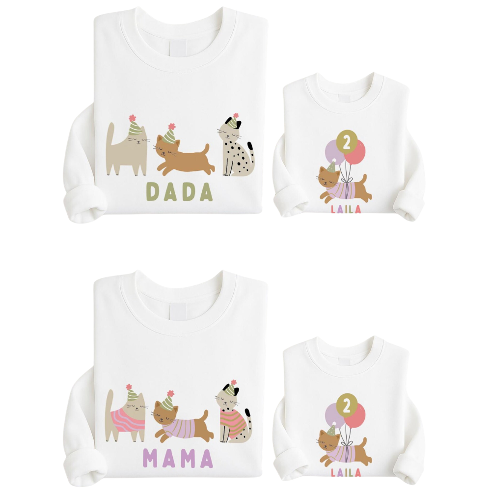 Personalized Cat Birthday Family T Shirt, Custom Matching Cat Birthday Family Shirts ET1172