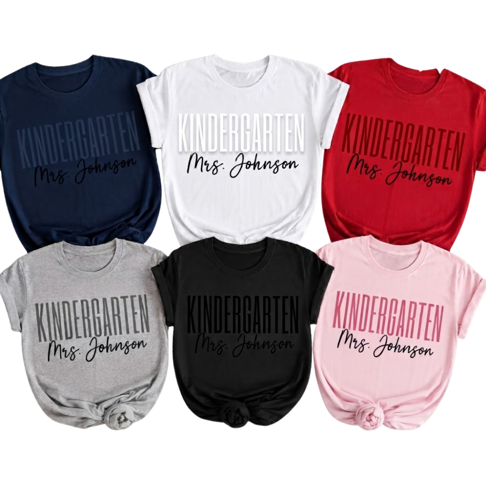Personalized Kindergarten Teacher Crew Matching T Shirts With Name, Custom Kindergarten Matching Shirts ET1050