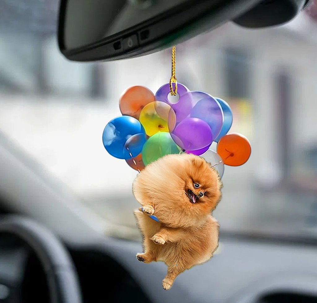 Pomeranian Dog Fly With Bubbles Car Hanging Ornament Dog Ornament Lasfour OO0795