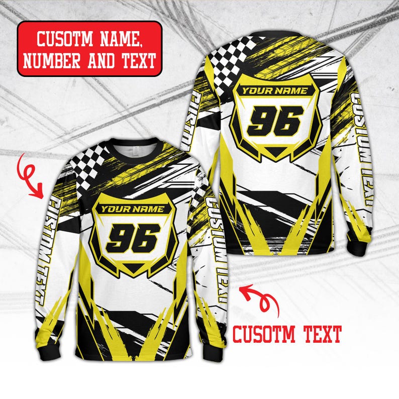 Custom Motocross Long Sleeve Shirts, Motocross Jersey Custom, Custom Dirt Bike Jersey ET0021