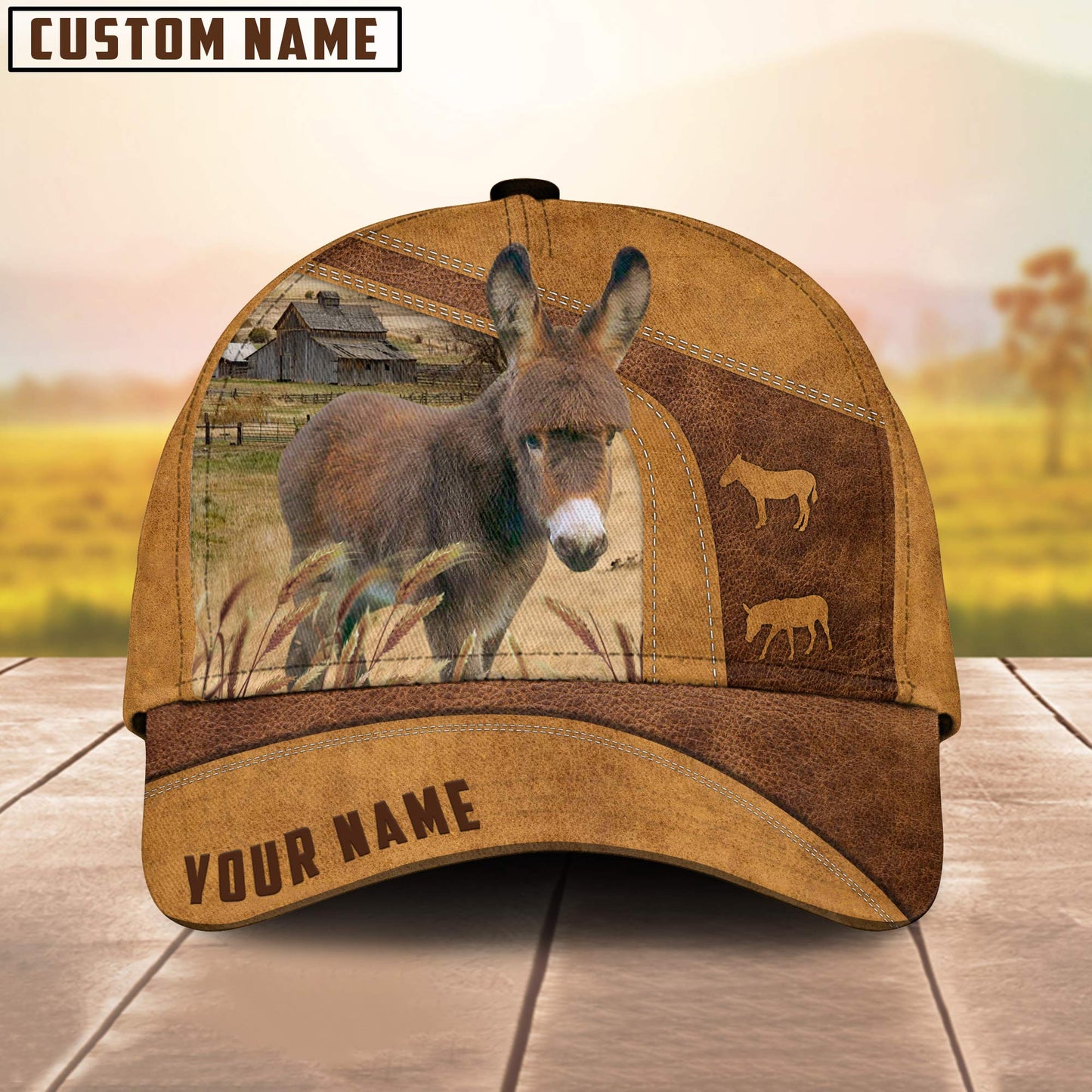 Personalized Name Miniature Donkey 3D Cap 3D All Over Print Baseball Cap, Cap For Farm Lovers, Animal Cap, Leather Pattern Cap CA3028