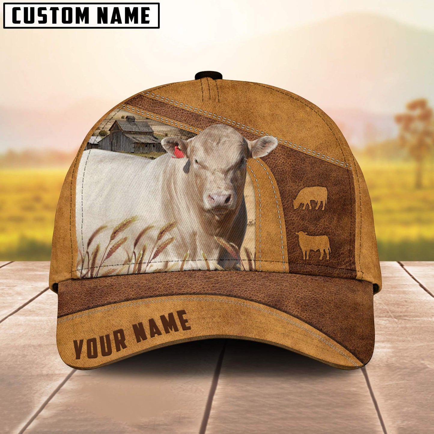 Murray Gray Custom Name 3D Cap 3D All Over Print Baseball Cap, Cap For Farm Lovers, Animal Cap, Leather Pattern Cap CA3024