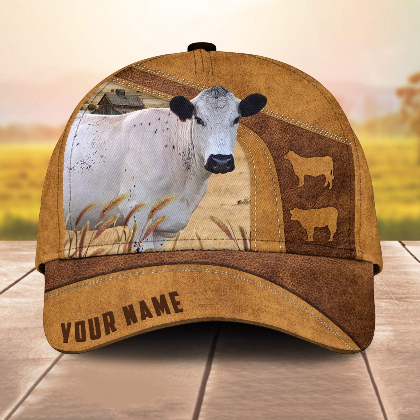 Custom Name British White Park Cale 3D Cap 3D All Over Print Baseball Cap, Cap For Farm Lovers, Animal Cap, Leather Pattern Cap CA3005