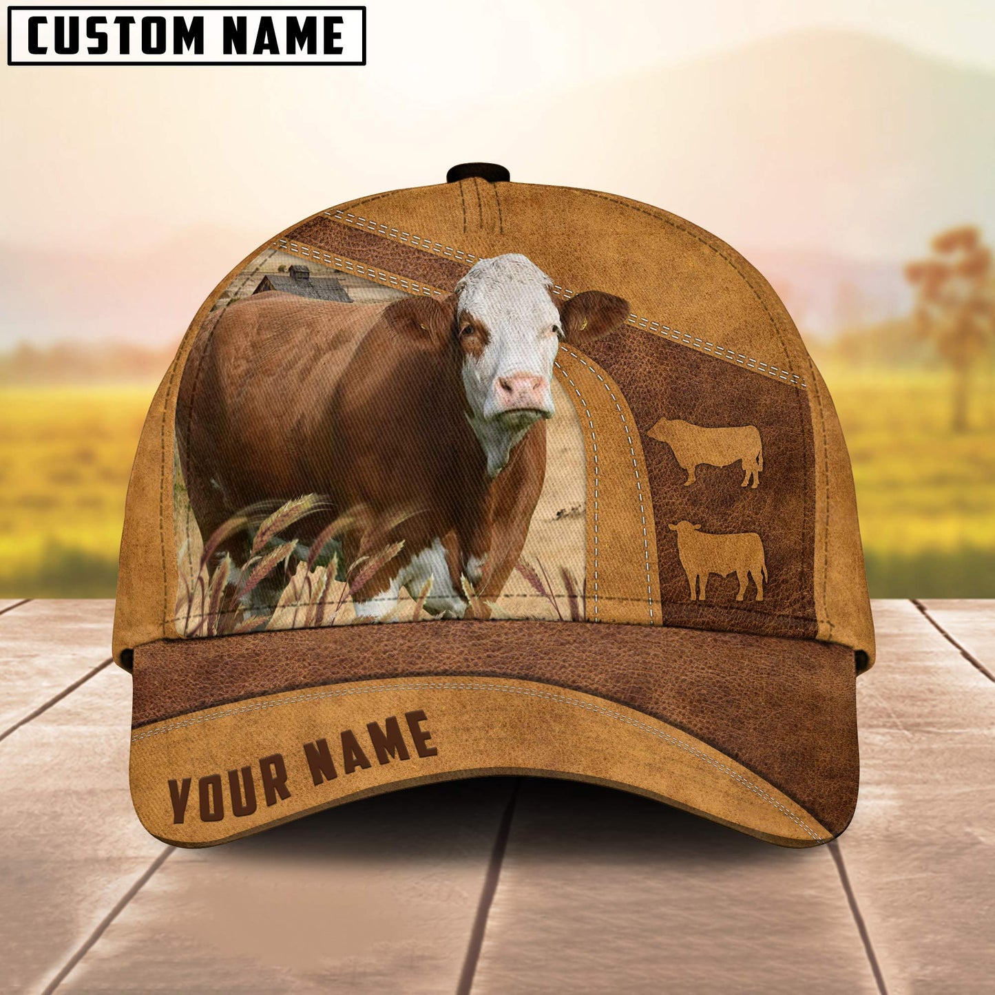 Simmental Custom Name 3D Cap 3D All Over Print Baseball Cap, Cap For Farm Lovers, Animal Cap, Leather Pattern Cap CA2987