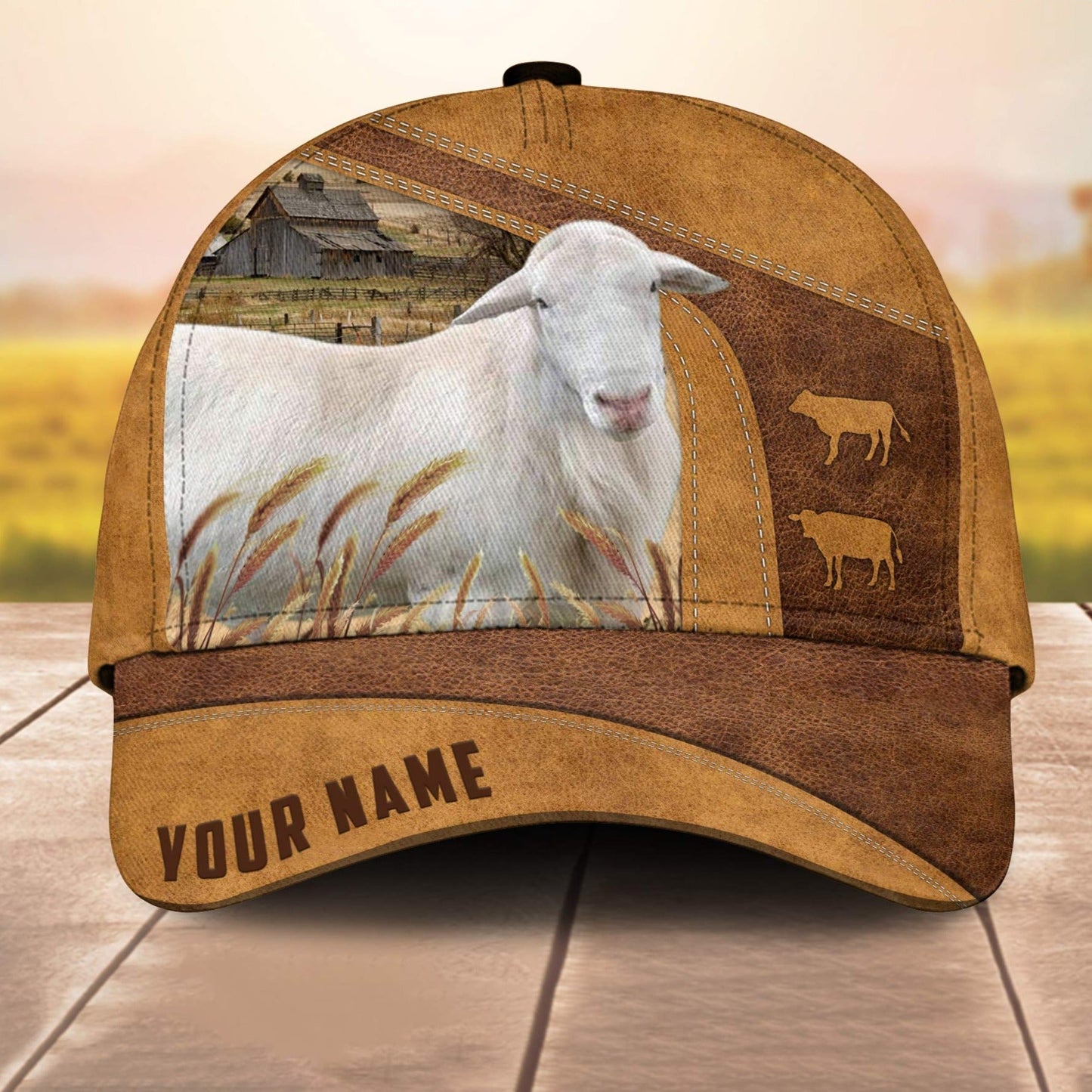 Farm Katahdin Sheep Custom Name Retro 3D Cap 3D All Over Print Baseball Cap, Cap For Farm Lovers, Animal Cap, Leather Pattern Cap CA3100