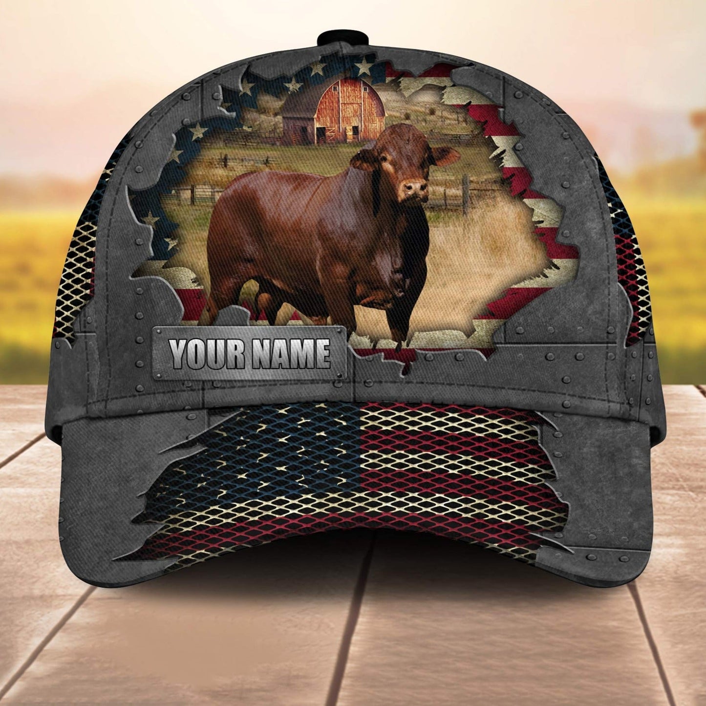 Beefmaster Customized Name Us Flag Net 3D Cap 3D All Over Print Baseball Cap, Cap For Farm Lovers, Animal Cap, Leather Pattern Cap CA3108