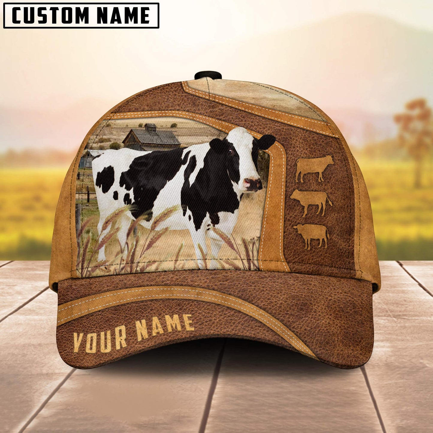 Holstein On The Farm Custom Name 3D Cap 3D All Over Print Baseball Cap, Cap For Farm Lovers, Animal Cap, Leather Pattern Cap CA3053