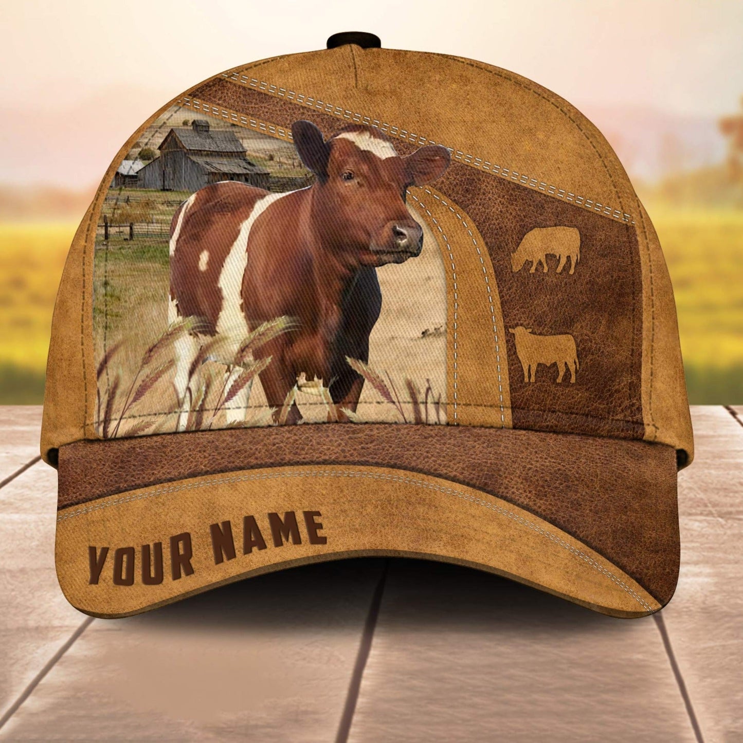 Farm Ayrshires Custom Name 3D Cap 3D All Over Print Baseball Cap, Cap For Farm Lovers, Animal Cap, Leather Pattern Cap CA3096