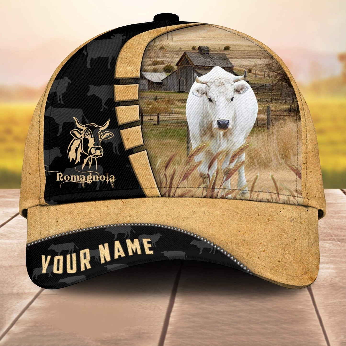 Custom Name Romagnola Cale 3D Cap 3D All Over Print Baseball Cap, Cap For Farm Lovers, Animal Cap, Leather Pattern Cap CA3099