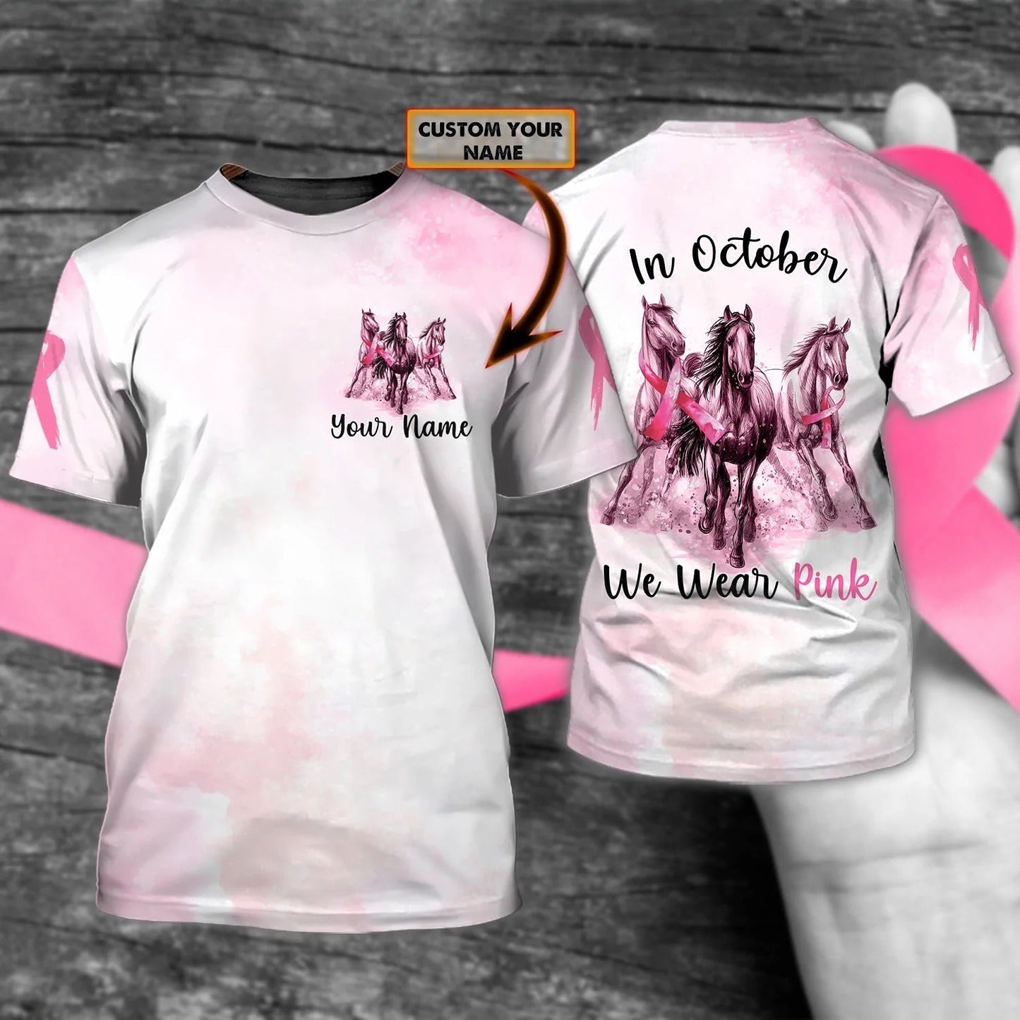 Custom 3D Breast Cancer Shirt Men Women, In October We Wear Pink Shirts TO2435