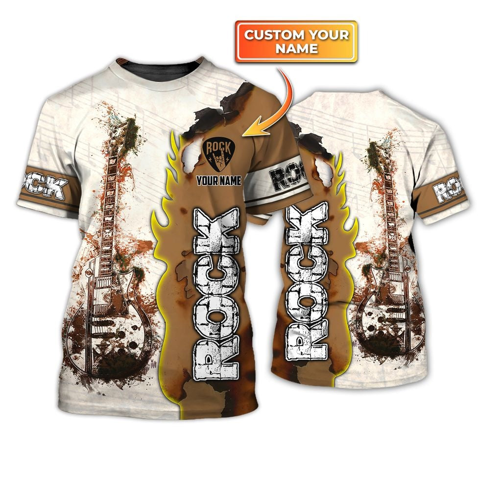 Personalized Premium Rock Music 3D Tshirt, Rock Musican Guitar T Shirt, Guitarist Shirt TO0800