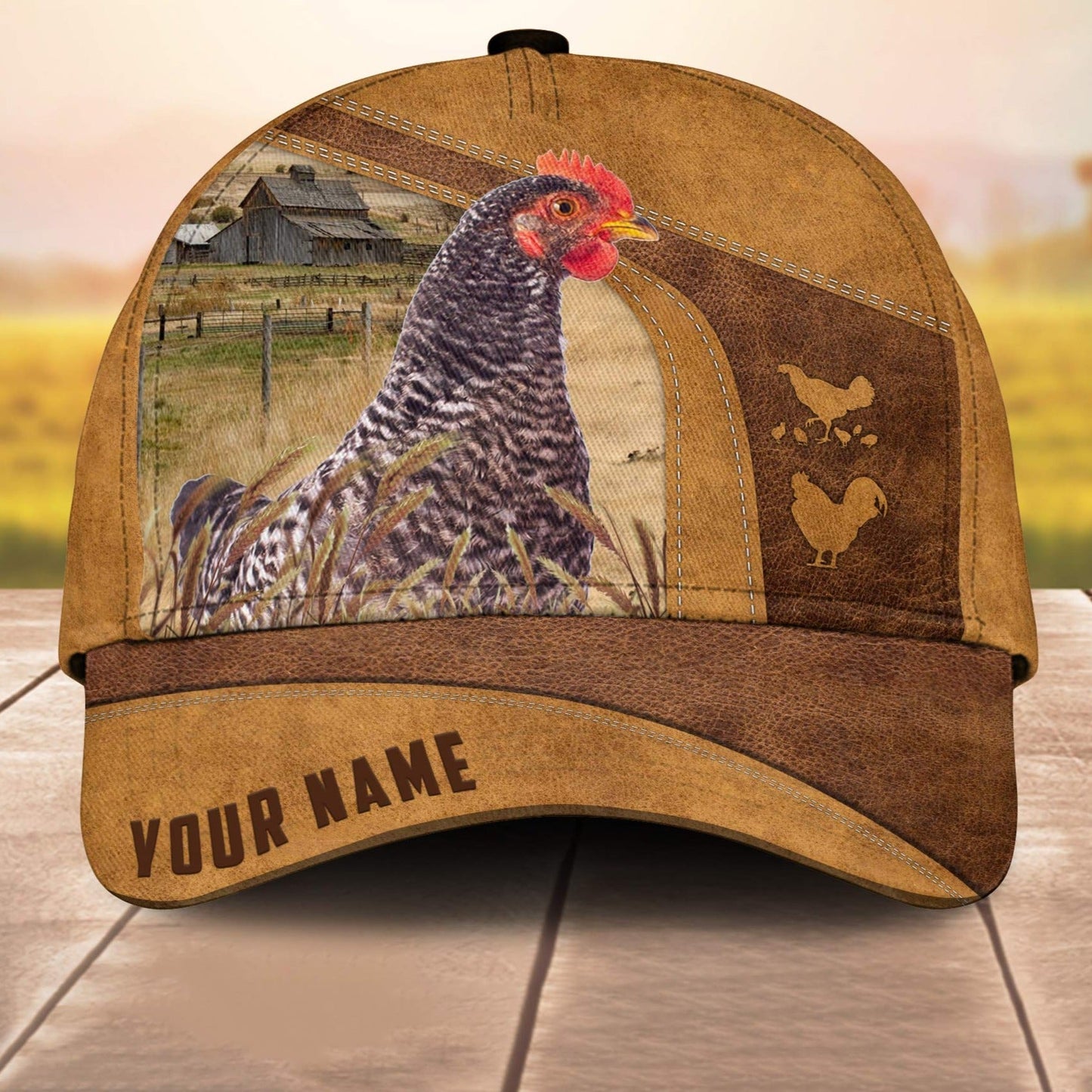 Custom Name Plymouth Rocks Chicken 3D Cap Cp 3D All Over Print Baseball Cap, Cap For Farm Lovers, Animal Cap, Leather Pattern Cap CA3072