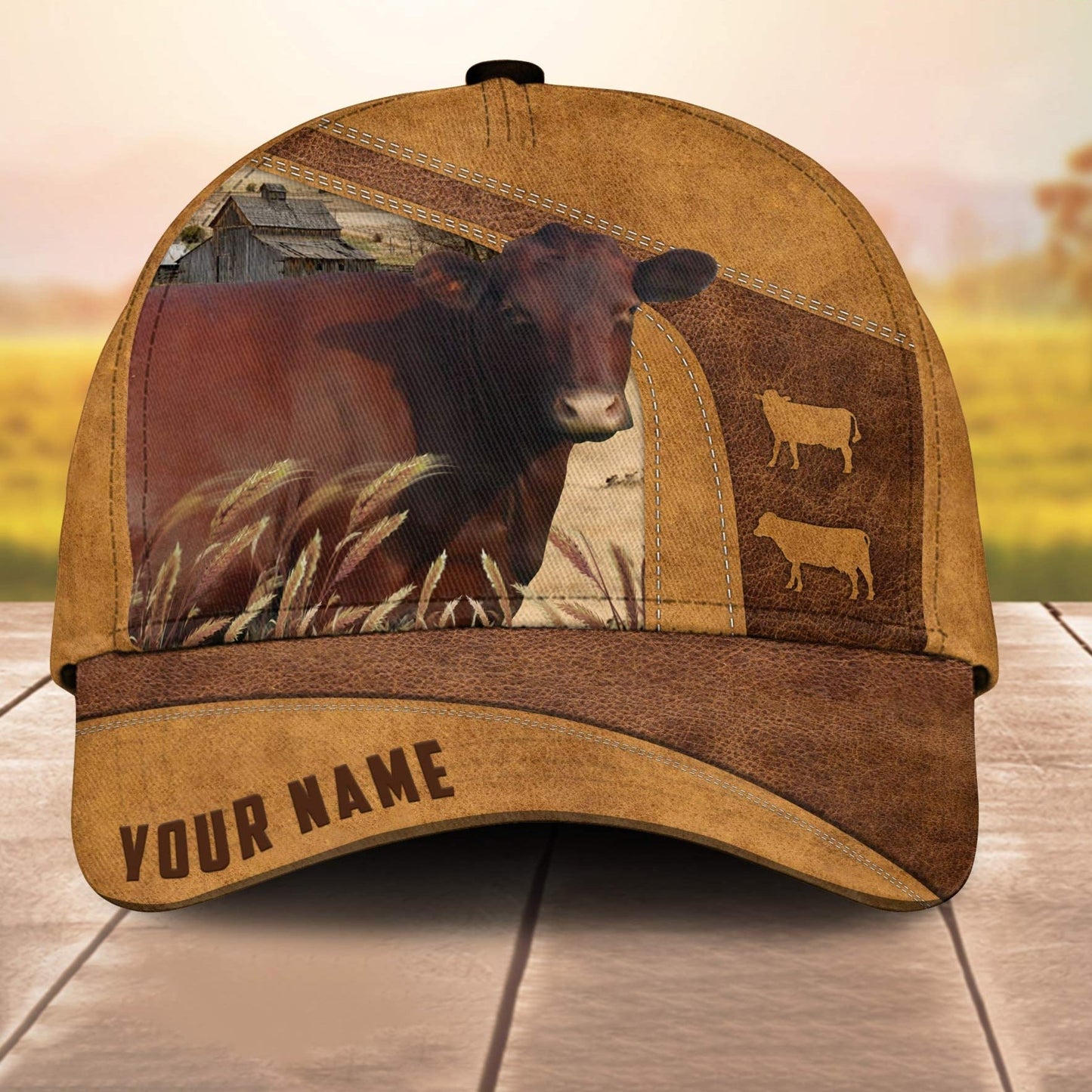 Farm Red Poll Custom Name Retro 3D Cap 3D All Over Print Baseball Cap, Cap For Farm Lovers, Animal Cap, Leather Pattern Cap CA3097