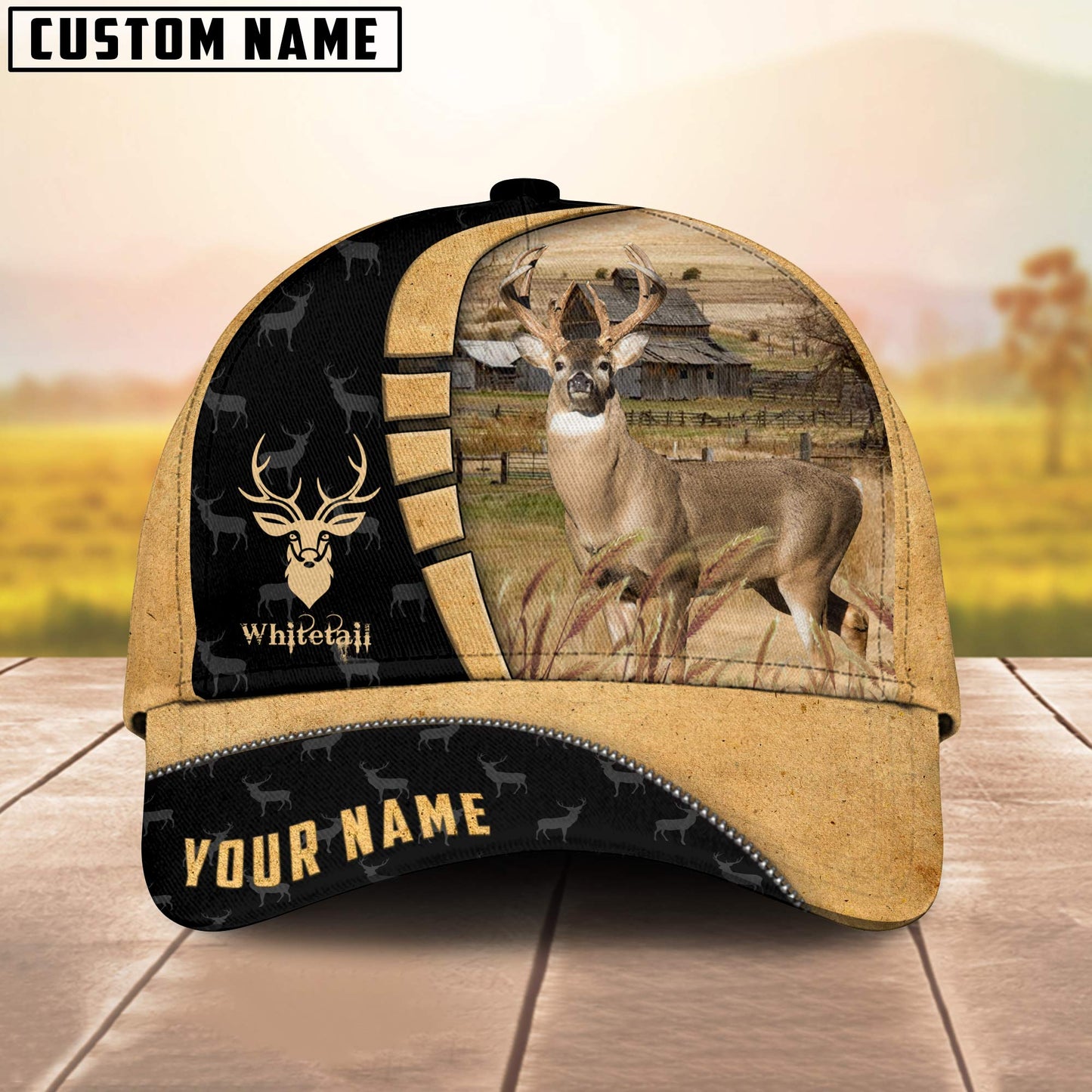 Custom Name Whitetail 3D Cap 3D All Over Print Baseball Cap, Cap For Farm Lovers, Animal Cap, Leather Pattern Cap CA3078