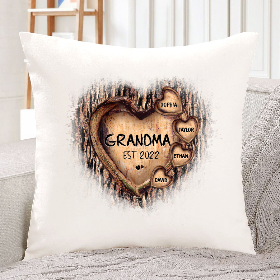 Personalized Grandma And Grandkids Hearts Tree New Indoor Pillow MI0722