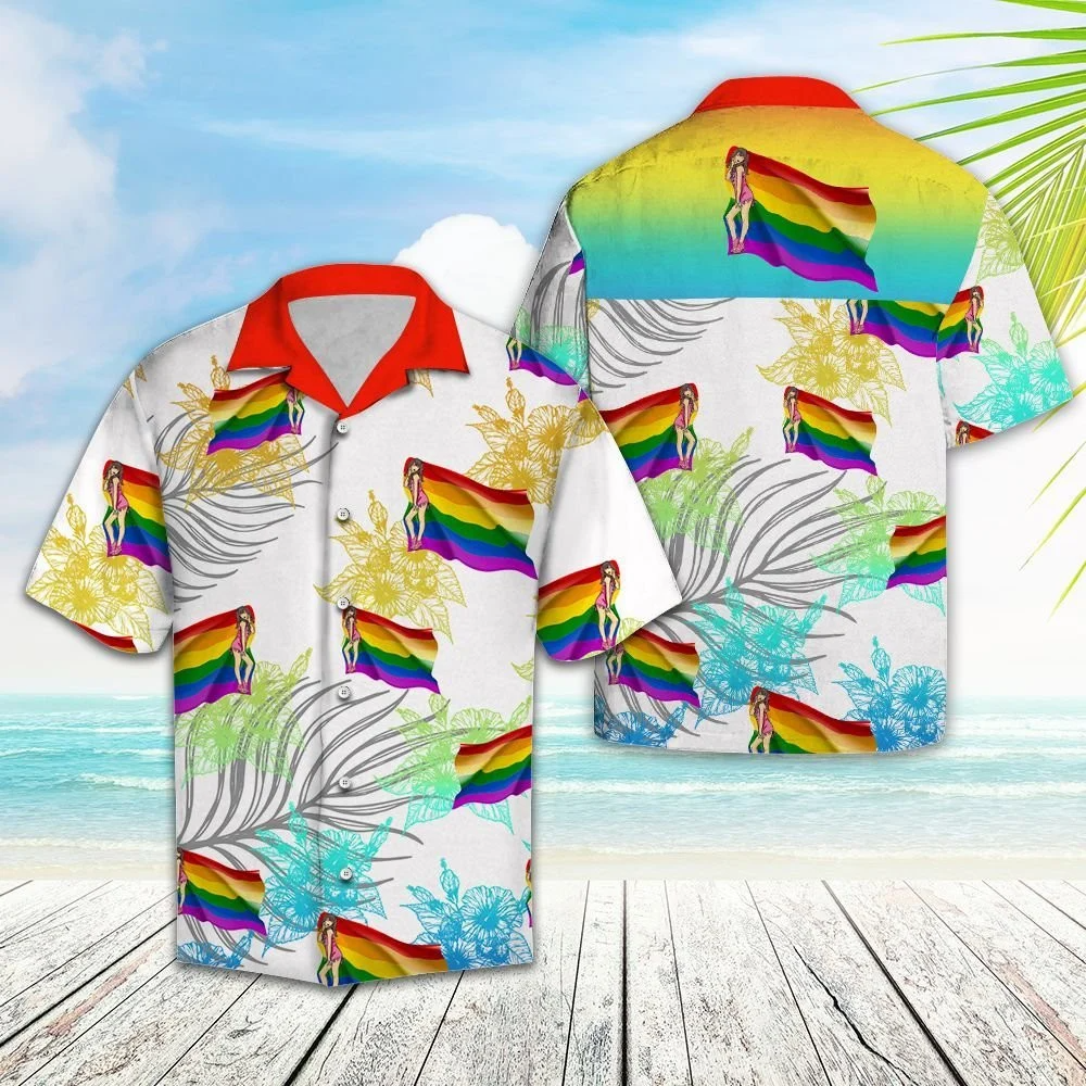 Watercolor Art Lgbt Flag Love Is Love Summer Vacation Pattern Hawaiian Shirt HO5495