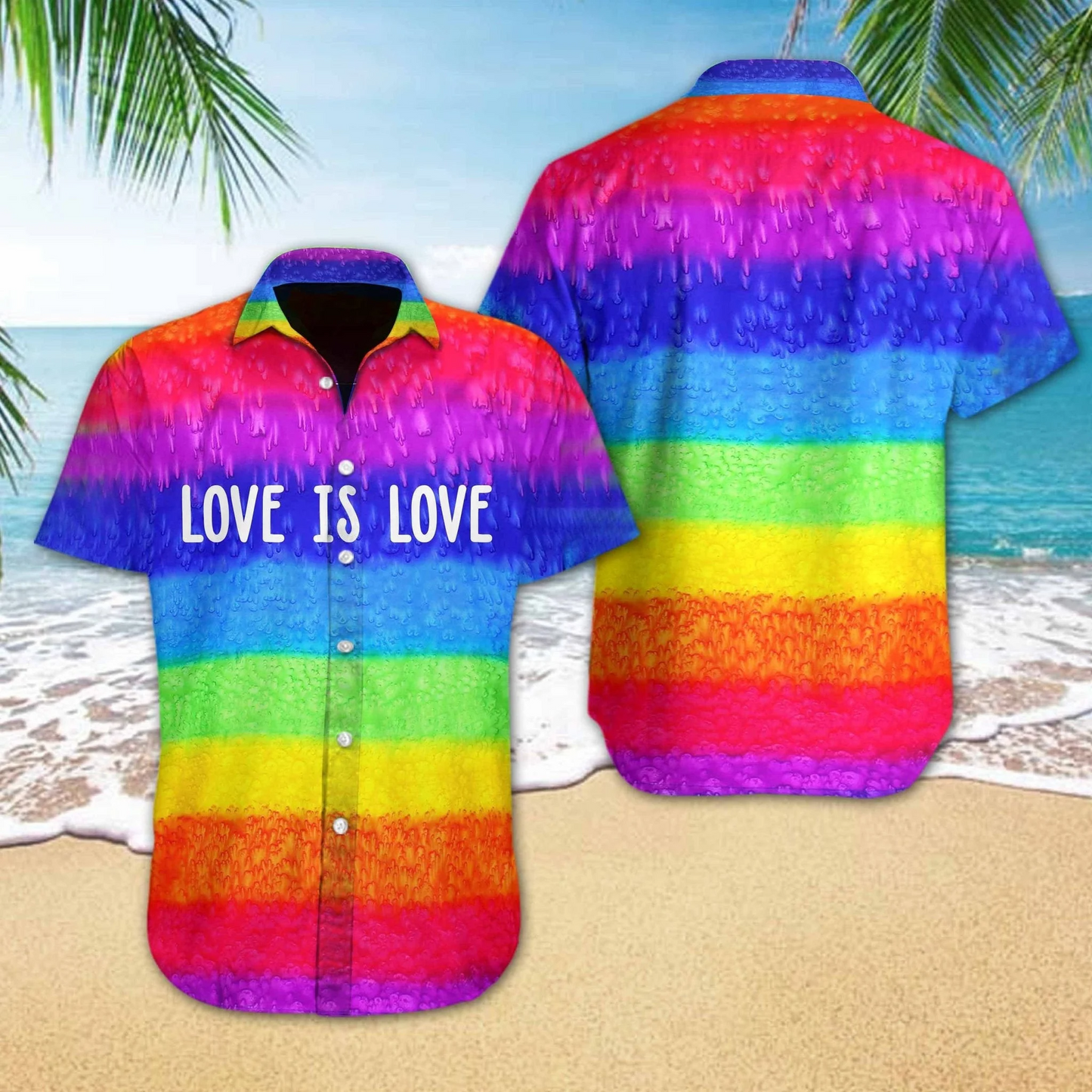 Bisexual 3D Shirt, Vivid Lgbt Love Is Love Design Hawaiian Shirt HO5483