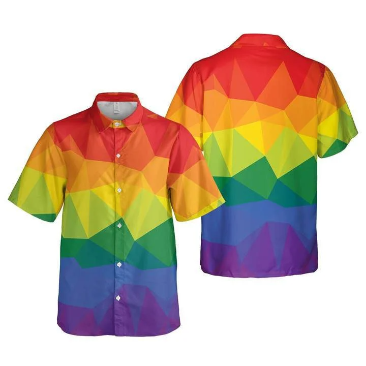 3D Shirt For Gay, LGBT Polygon Background Design Hawaiian Shirt HO0397