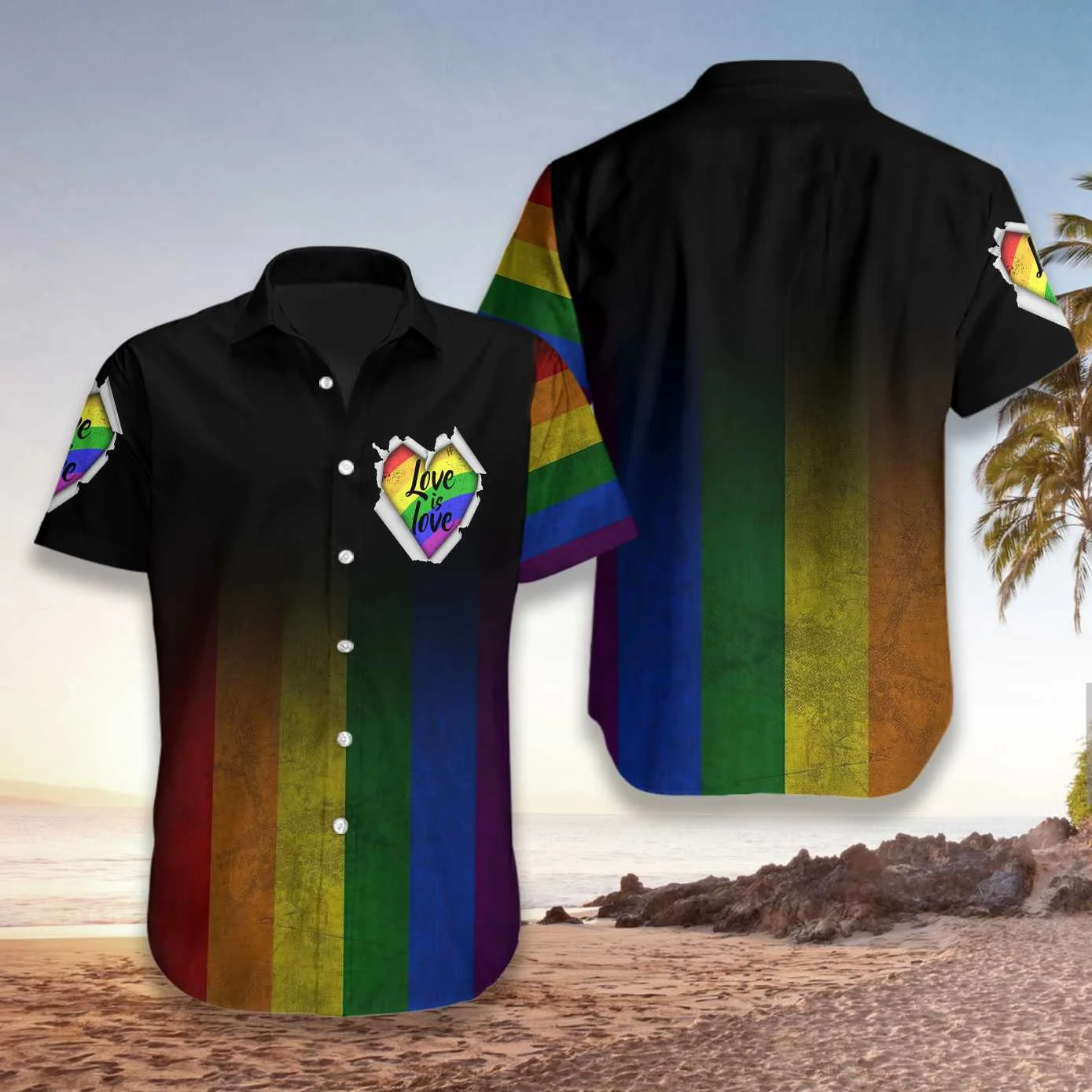 Amazing LGBT Hawaiian Shirt, Love Is Love Rainbow 3D T Shirt, Gift For Pride Month HO5460