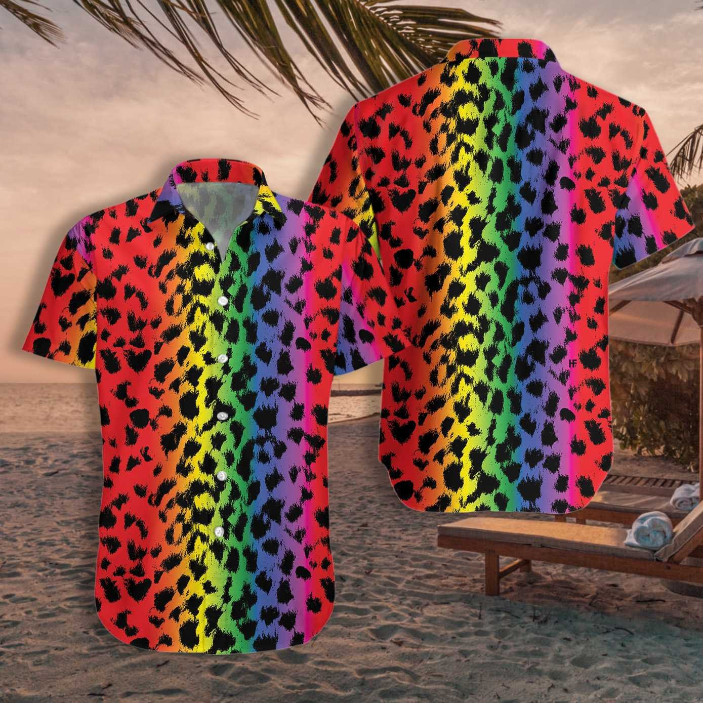 3D Shirt For Gay, Cool Leopard Skin With Rainbow Color LGBT Hawaiian Shirt HO5458