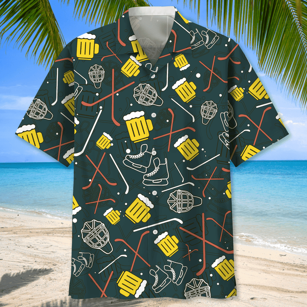 Hockey Hawaiian Shirt - Hockey And Beer For Life Tropical Hawaiian Shirt - Summer Gift For Hockey Lovers HO3705
