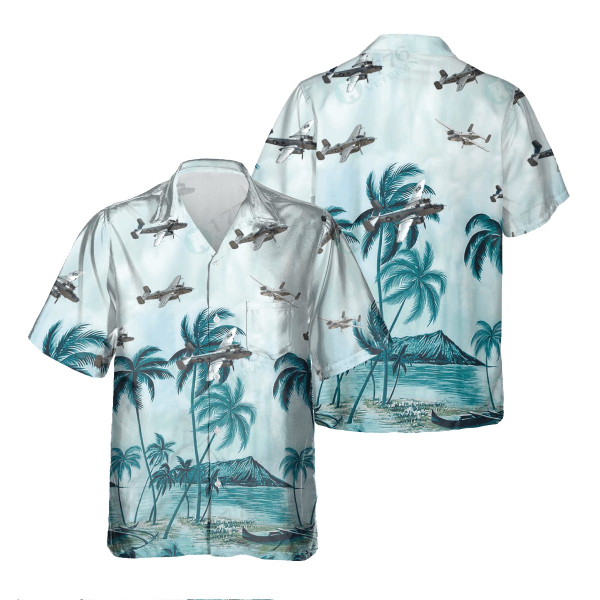 B-25 MITCHELL Dragon Pocket Hawaiian Shirt, Hawaiian Shirt for Men Dad Veteran, Patriot Day HO0150
