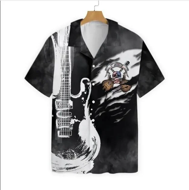 Black And White Electric Guitar Free Hawaiian Shirt HO1988
