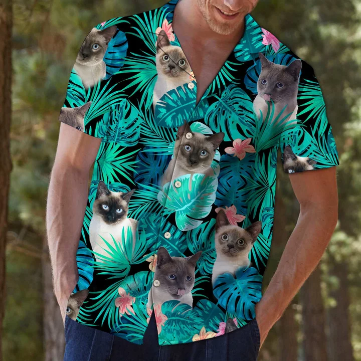 Lovely Siamese Tropical Jungle Design Hawaiian Shirt HO2172