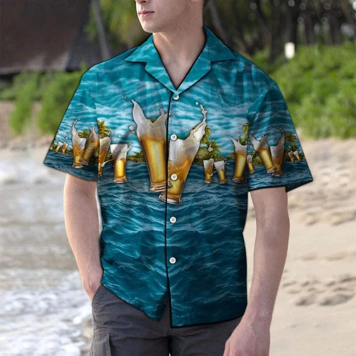 The Beauty Of Nature Beer Blue Ocean Pattern Hawaiian Shirt HO2159