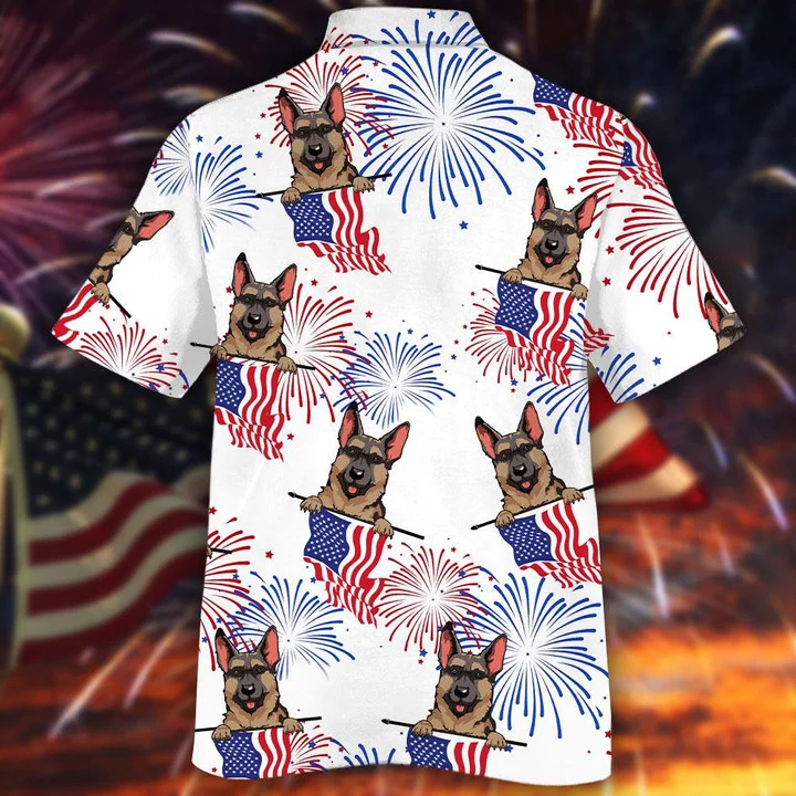 Cool German Shepherd White 4th of july Hawaiian Shirt HO2072