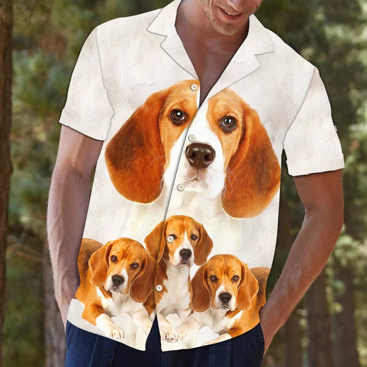 Great Beagle Dog Family Portrait Themed Hawaiian Shirt HO1920