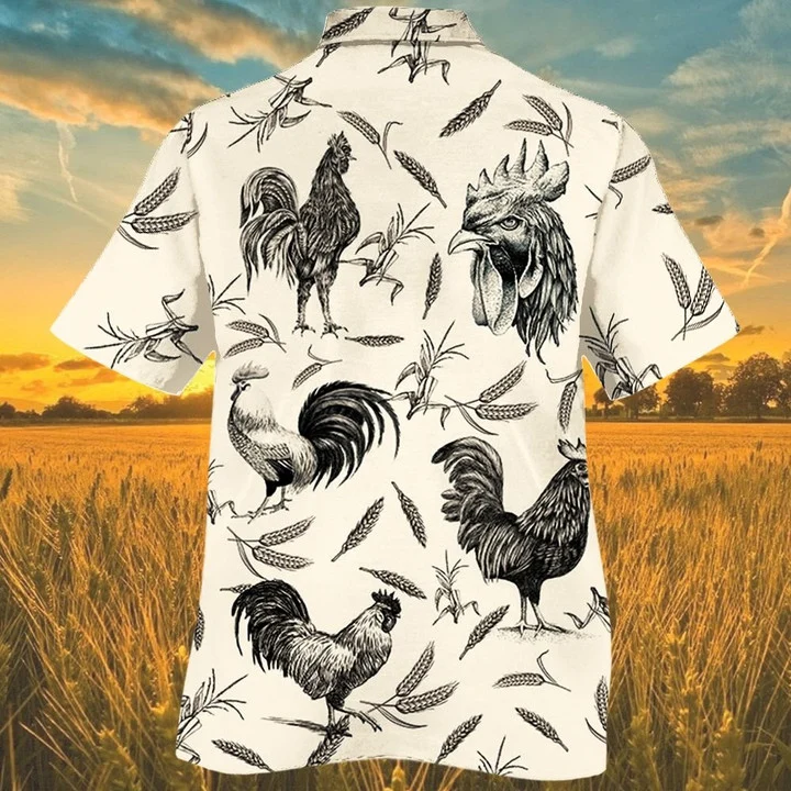 Chicken Farm Lovers Black And White Hawaiian Shirt HO1796